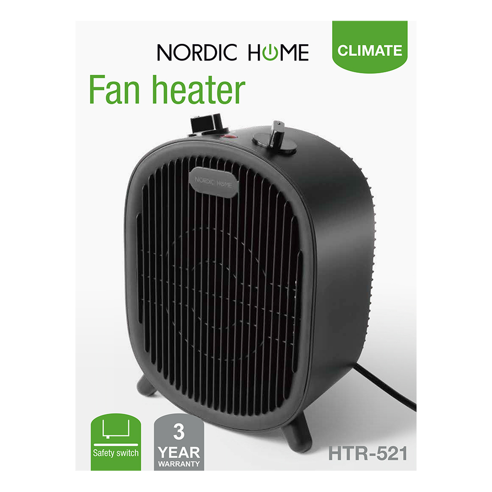 Nordic Home värmefläkt med 2 lägen, 2000W, svart