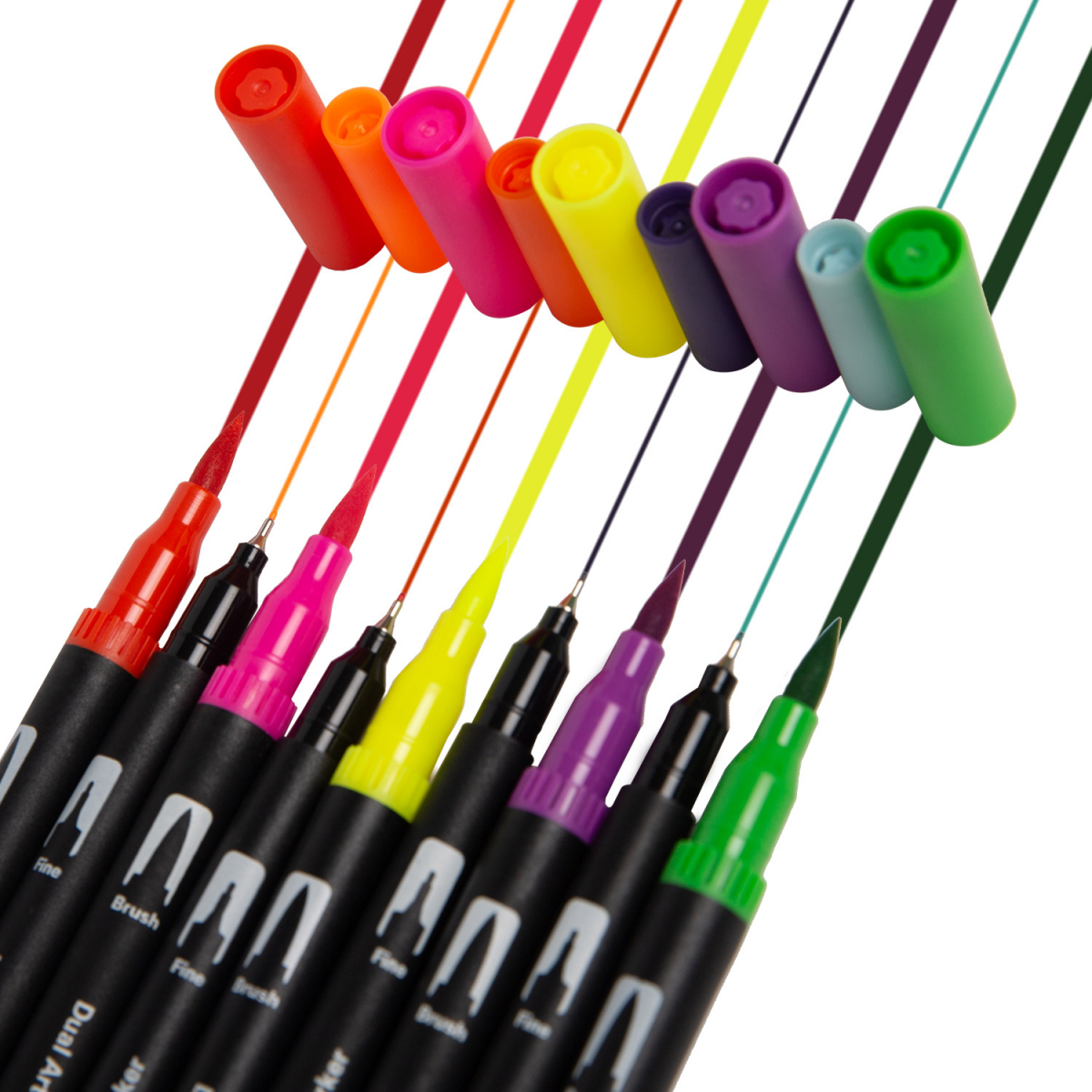 Färgpennor med 2 olika spetsar, 100st