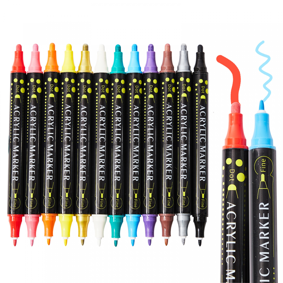 Dual-Tip akrylpennor, 24 färger