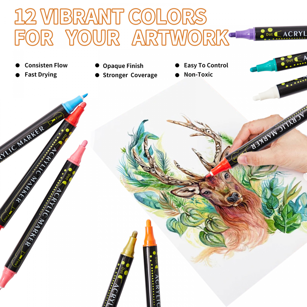 Dual-Tip akrylpennor, 24 färger