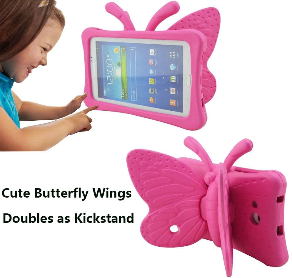 Fjärilsformat barnfodral, Samsung Tab 3 7.0/4 7.0/A 7.0, rosa