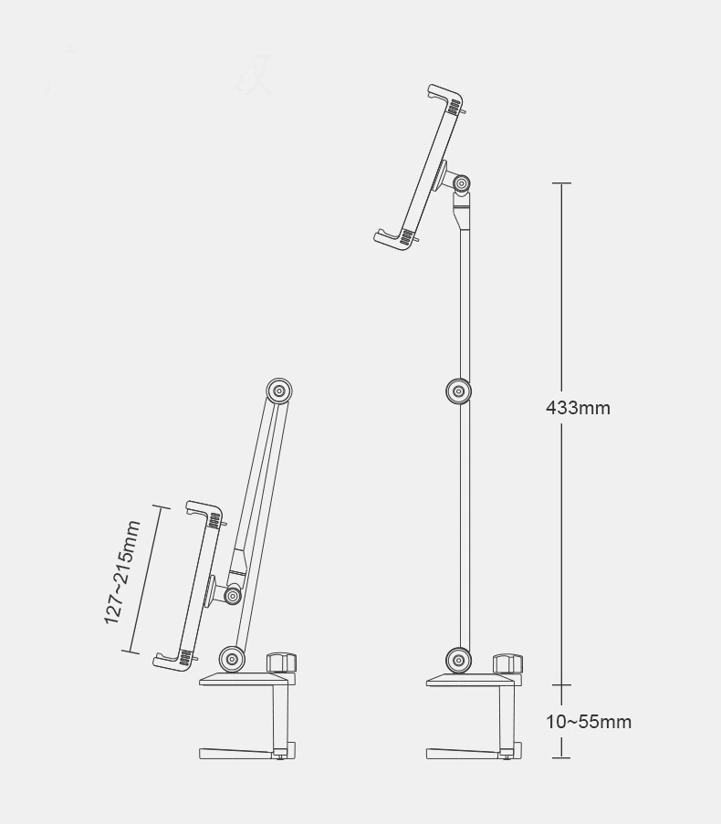 Flexibel mobilhållare för skrivbord, universal, svart