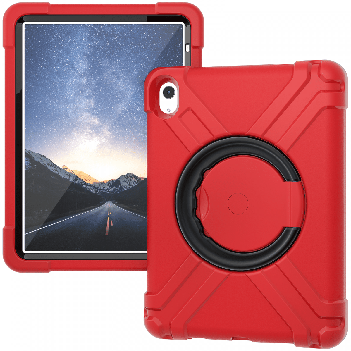 Barnfodral roterbart ställ, iPad 10.9" (2022, 10:e gen), röd/sv