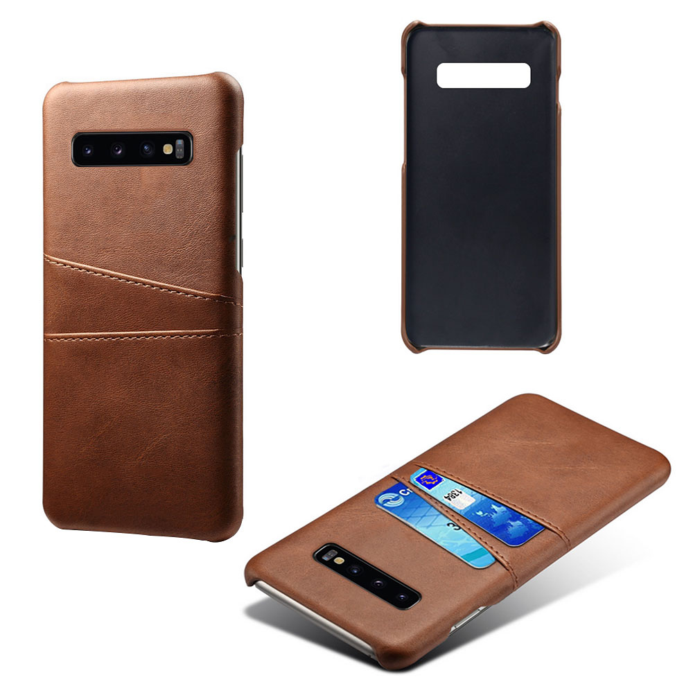 Skal med två kortplatser till Samsung Galaxy S10 Plus, brun