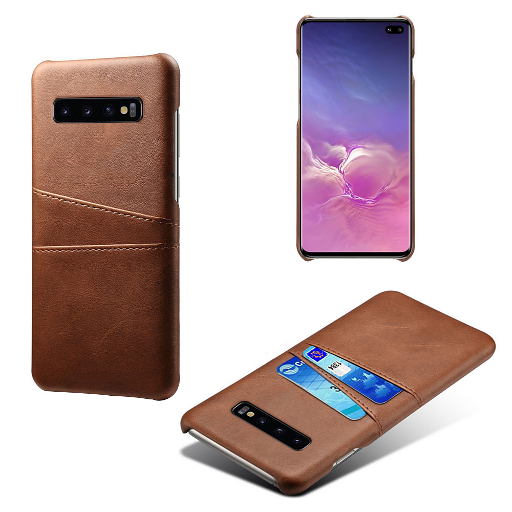 Skal med två kortplatser till Samsung Galaxy S10 Plus, brun