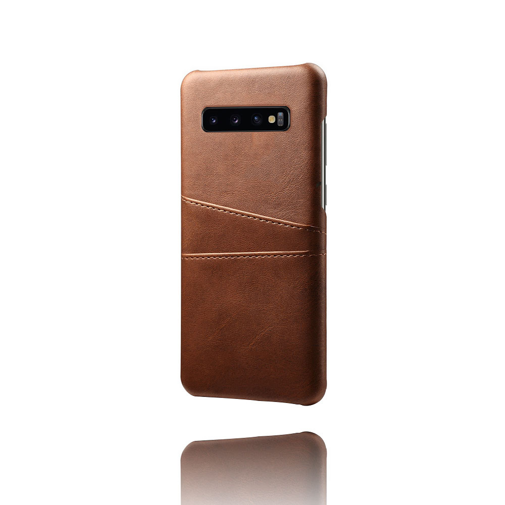 Skal med två kortplatser till Samsung Galaxy S10 Plus, brun