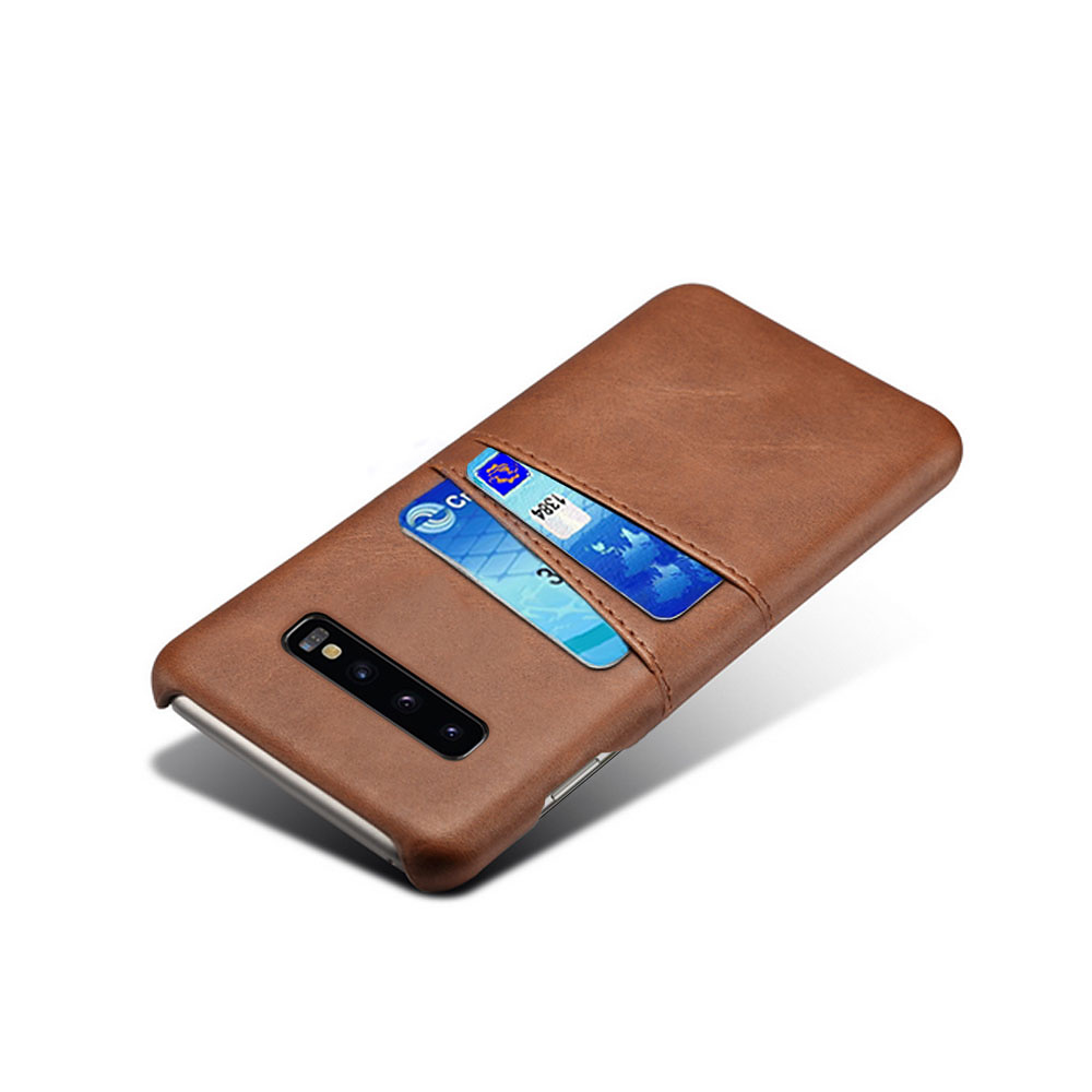Skal med två kortplatser till Samsung Galaxy S10 Plus, brun