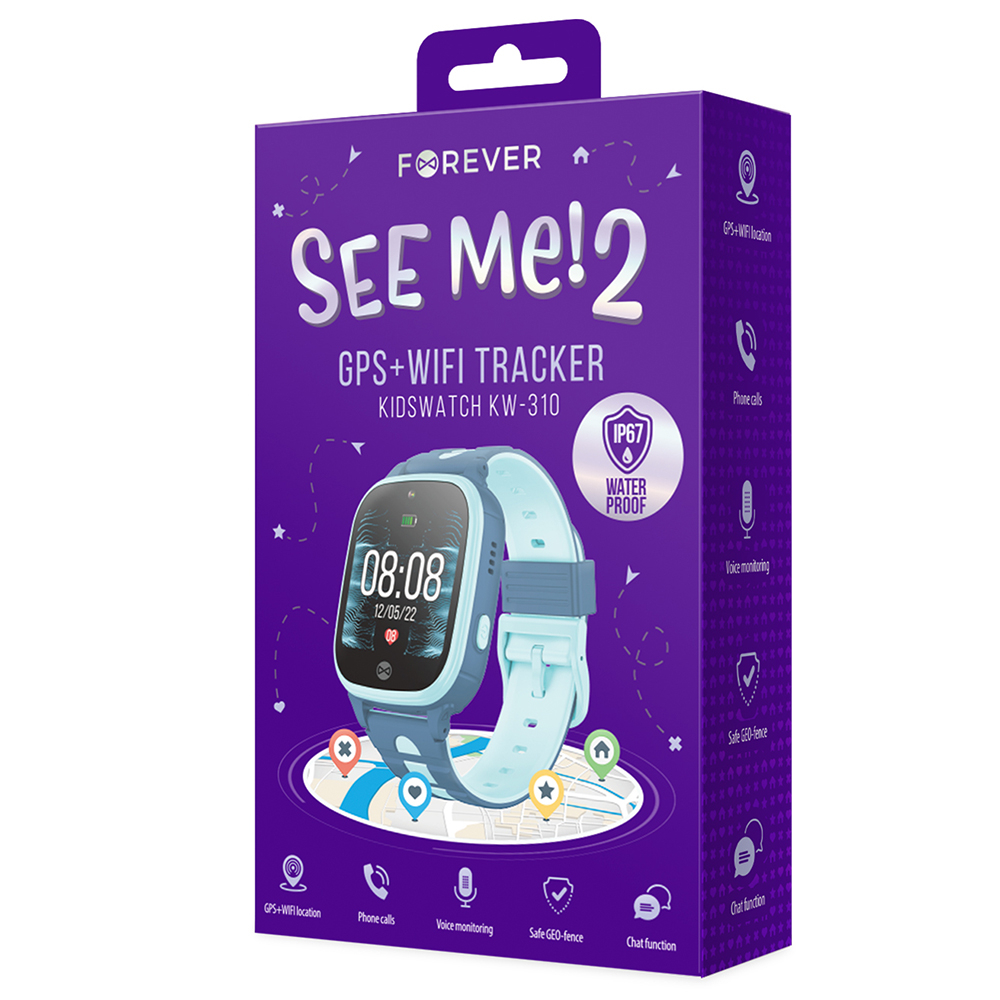 Forever See Me 2 KW-310 smartklocka till barn, GPS, WiFi, blå
