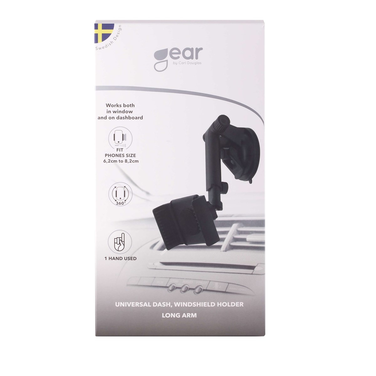 Gear universal mobilhållare för fönster/intrumentbräda, svart