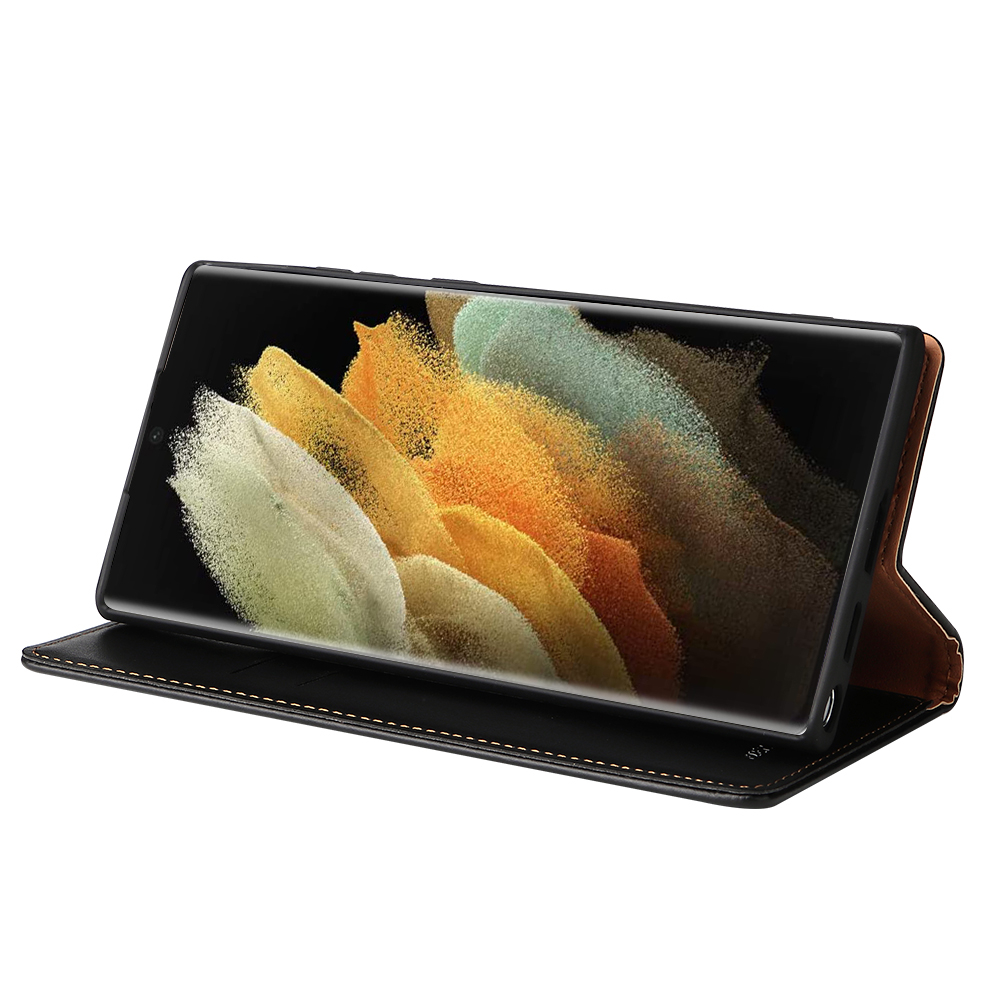 Läderfodral med kortplats, Samsung S22 Ultra, svart