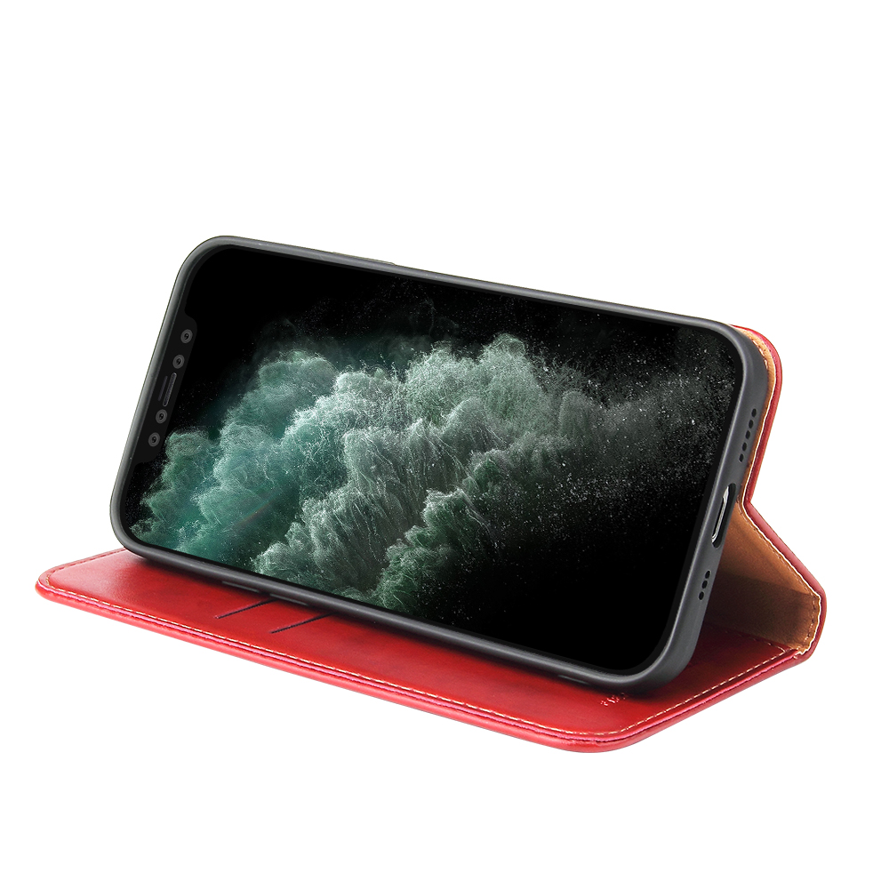 Läderfodral med kortplats, iPhone 12/12 Pro, röd