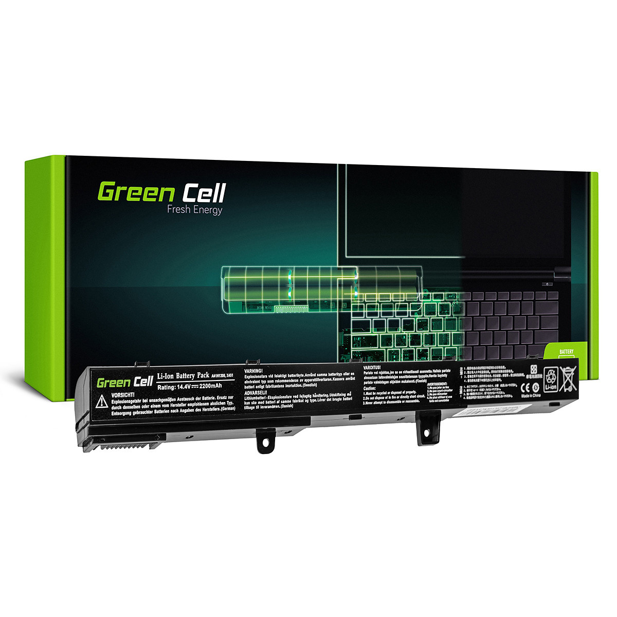 Green Cell Batteri för Asus R508 X551, 14,4V, 2200mAh