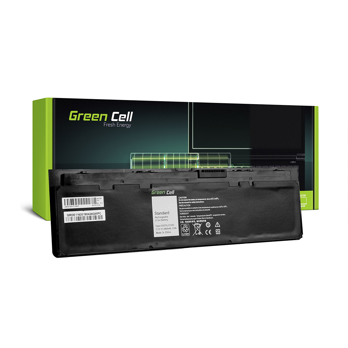 Green Cell Batteri för Dell Latitude E7240 E7250, 11.1V 2600mAh