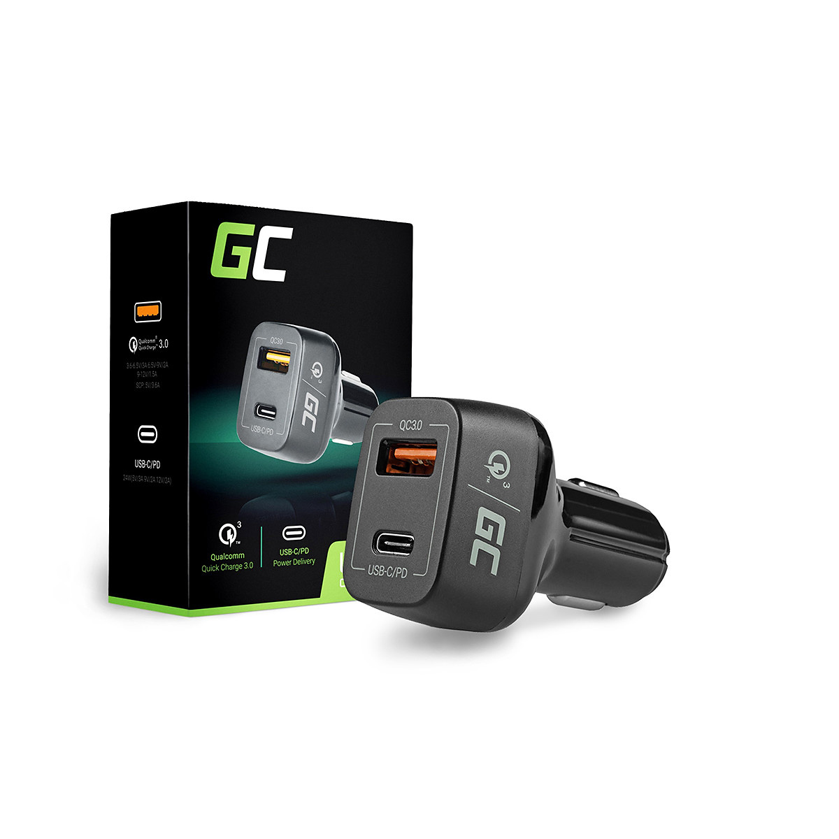 Green Cell USB-C Billaddare Power Delivery + USB Quick Charge 3.0