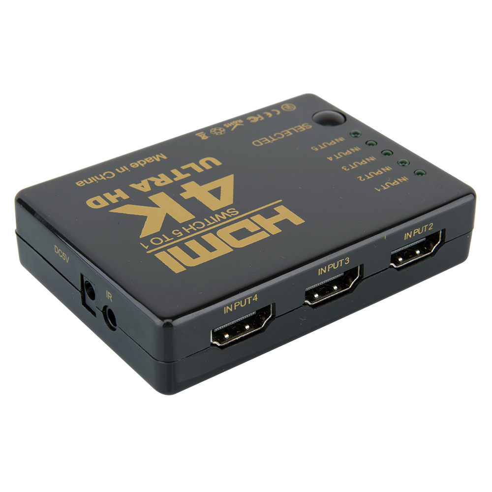 HDMI 4K Switch med fjärrkontroll, svart