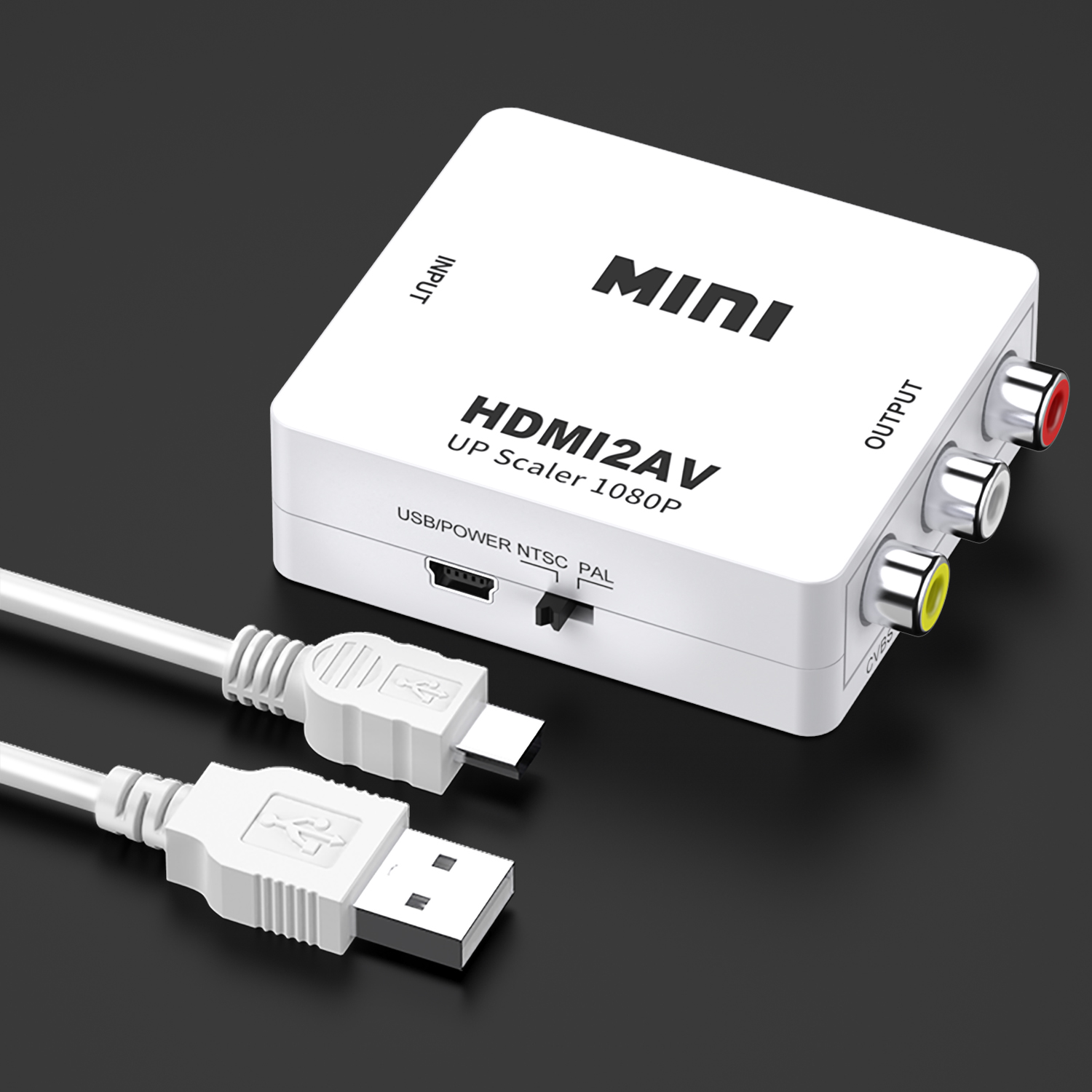 HDMI till AV Konverter, 1080P, vit