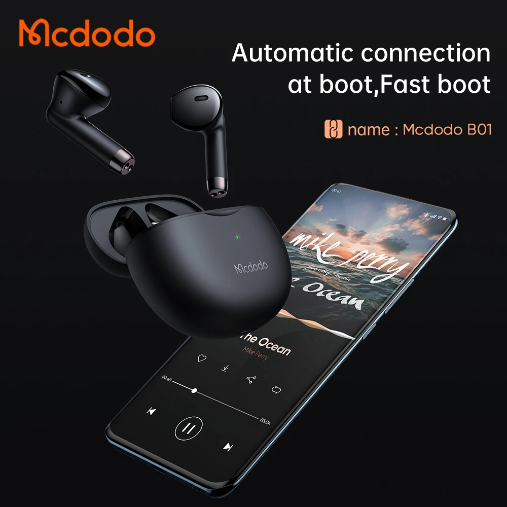 McDodo HP-8031 TWS In Ear hörlurar, Bluetooth 5.0, svart