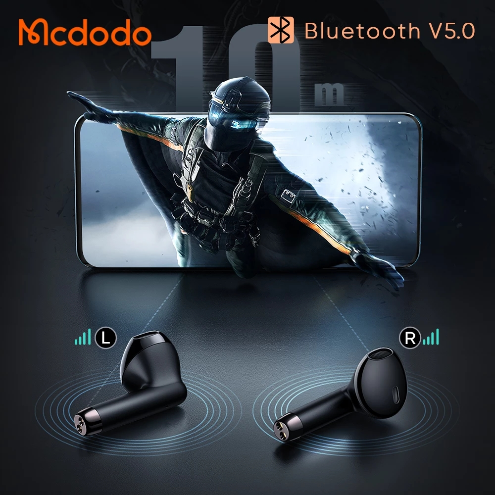 McDodo HP-8031 TWS In Ear hörlurar, Bluetooth 5.0, svart