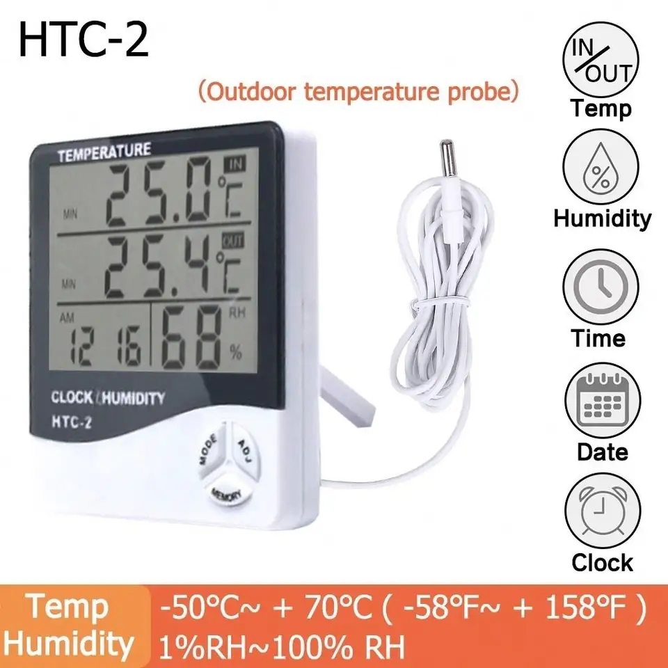 Digital termometer med inbyggd hygrometer, LCD-skärm