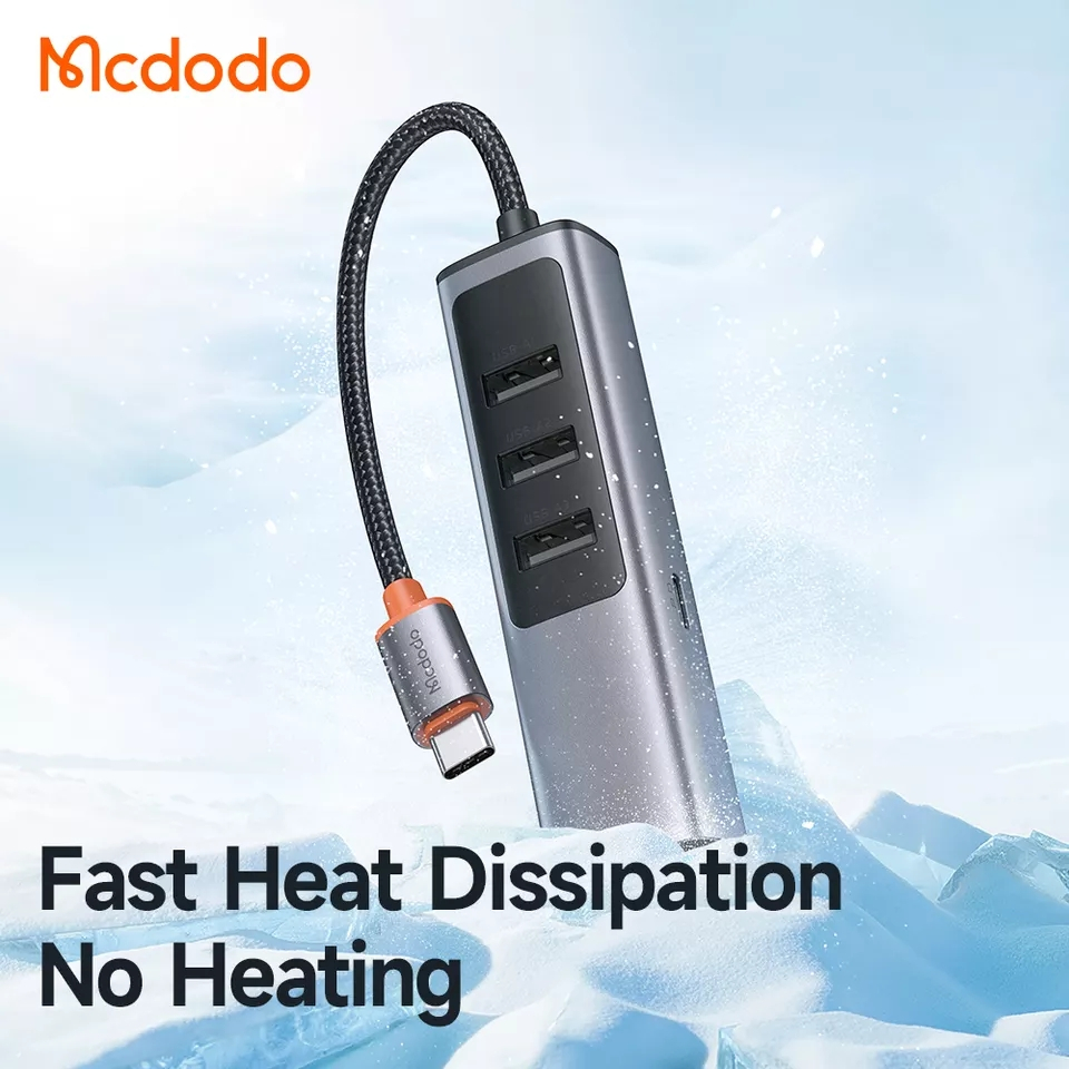 McDodo HU-112 USB-C hubb, 4xUSB3.0+USB-C, PD, 100W