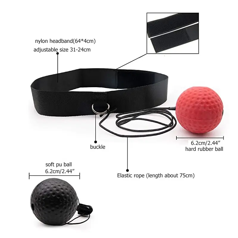 Pannband med boll för pannbandsboxning, 31-24cm, 3 bollar