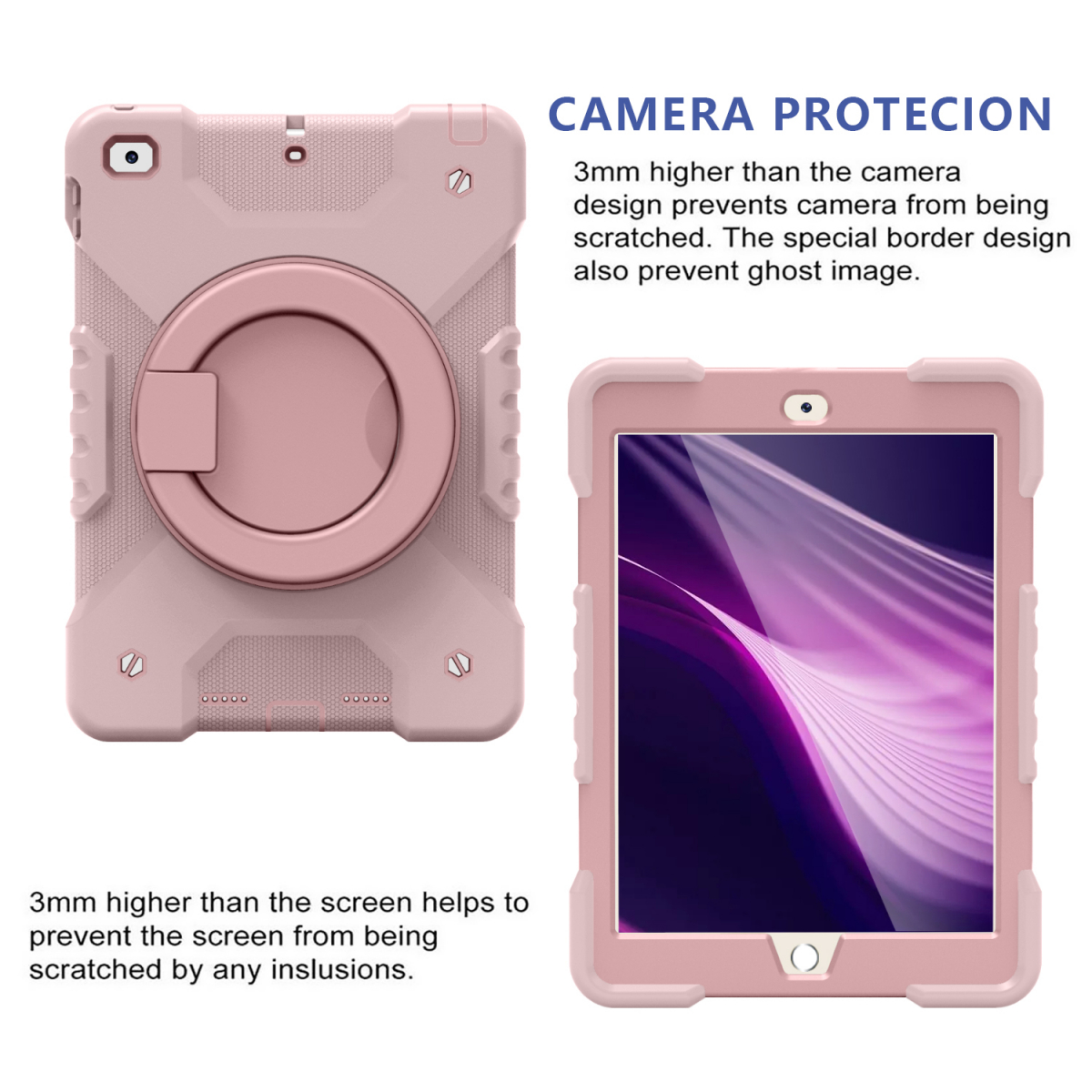 Barnfodral med roterbart ställ, iPad 9.7 (2018), rosa