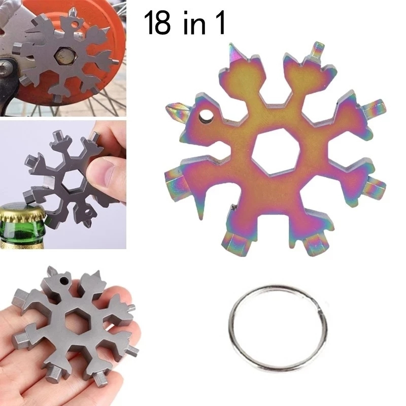 18-i-1 Snöflinga multiverktyg i rostfritt stål, 63mm, svart