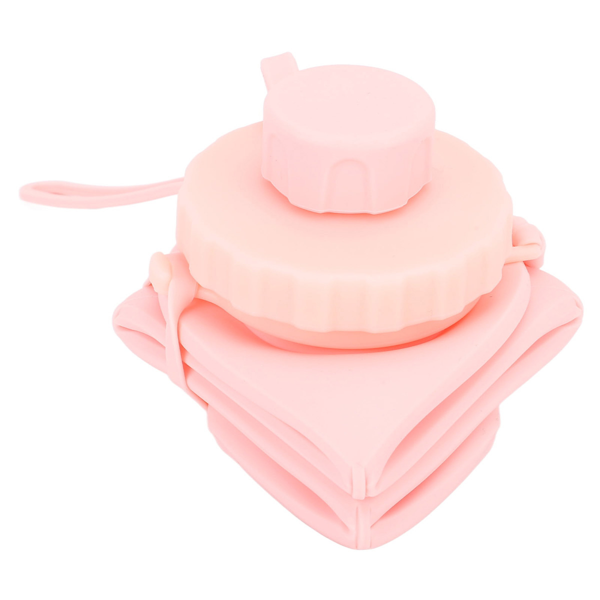 Hopfällbar vattenflaska av silikon med lock, 600ml, rosa