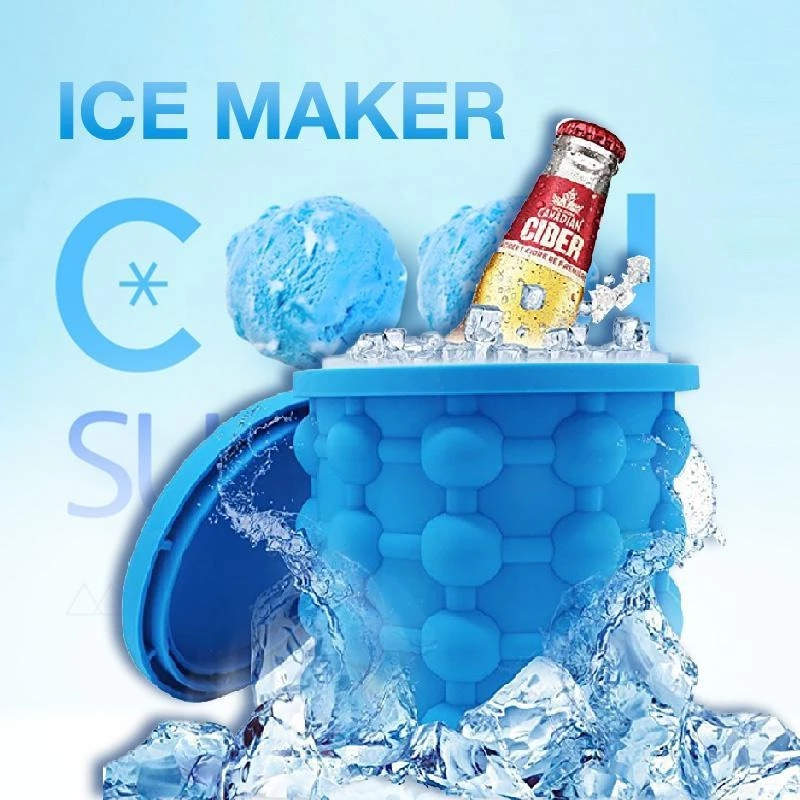 Ice Genie isbehållare i silikon, 11.9x12.9cm, blå