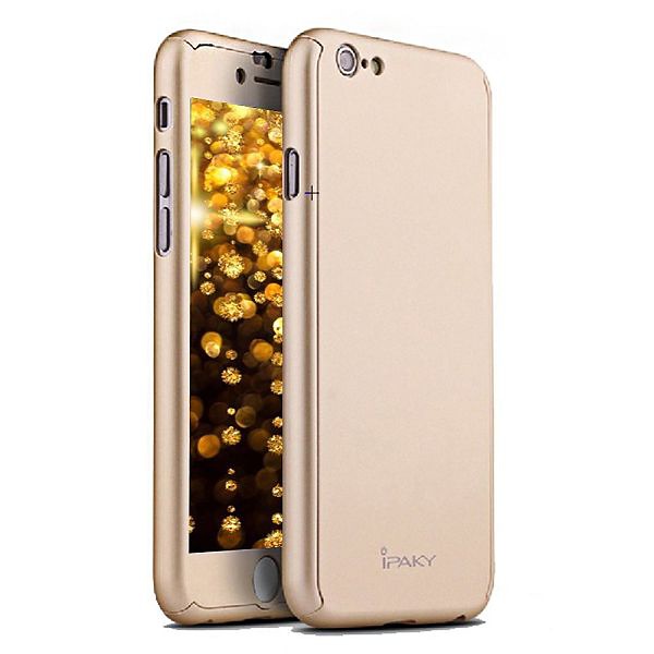 iPaky helomslutande skal, härdat glas, iPhone 6/6S Plus, guld