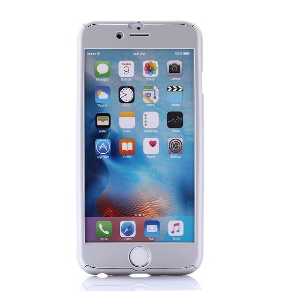 iPaky helomslutande skal med härdat glas, iPhone 6/6S, silver