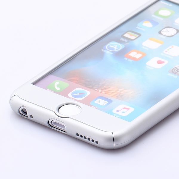 iPaky helomslutande skal med härdat glas, iPhone 6/6S, silver