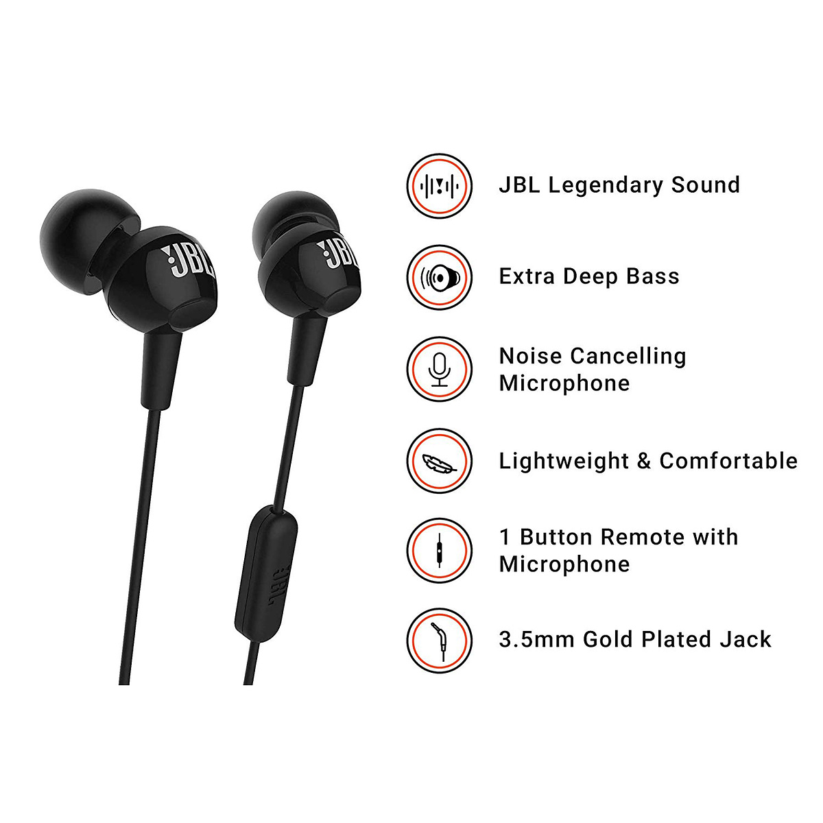 JBL C100SI in-ear headset, svart