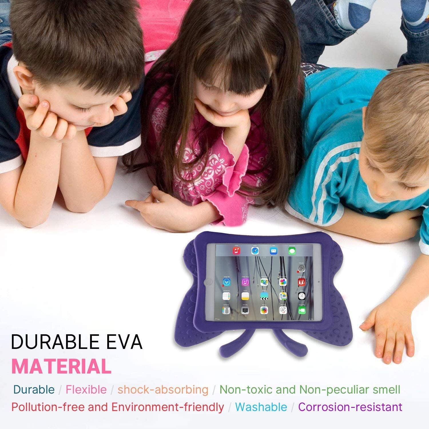 Fjärilsformat barnfodral till iPad Air/Air2/Pro 9.7/9.7, lila