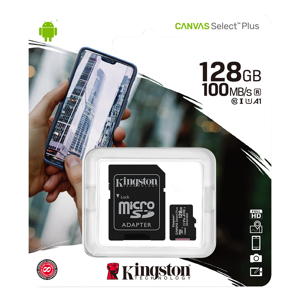 128GB Kingston Canvas Select Plus MicroSDHC, 100MB/s