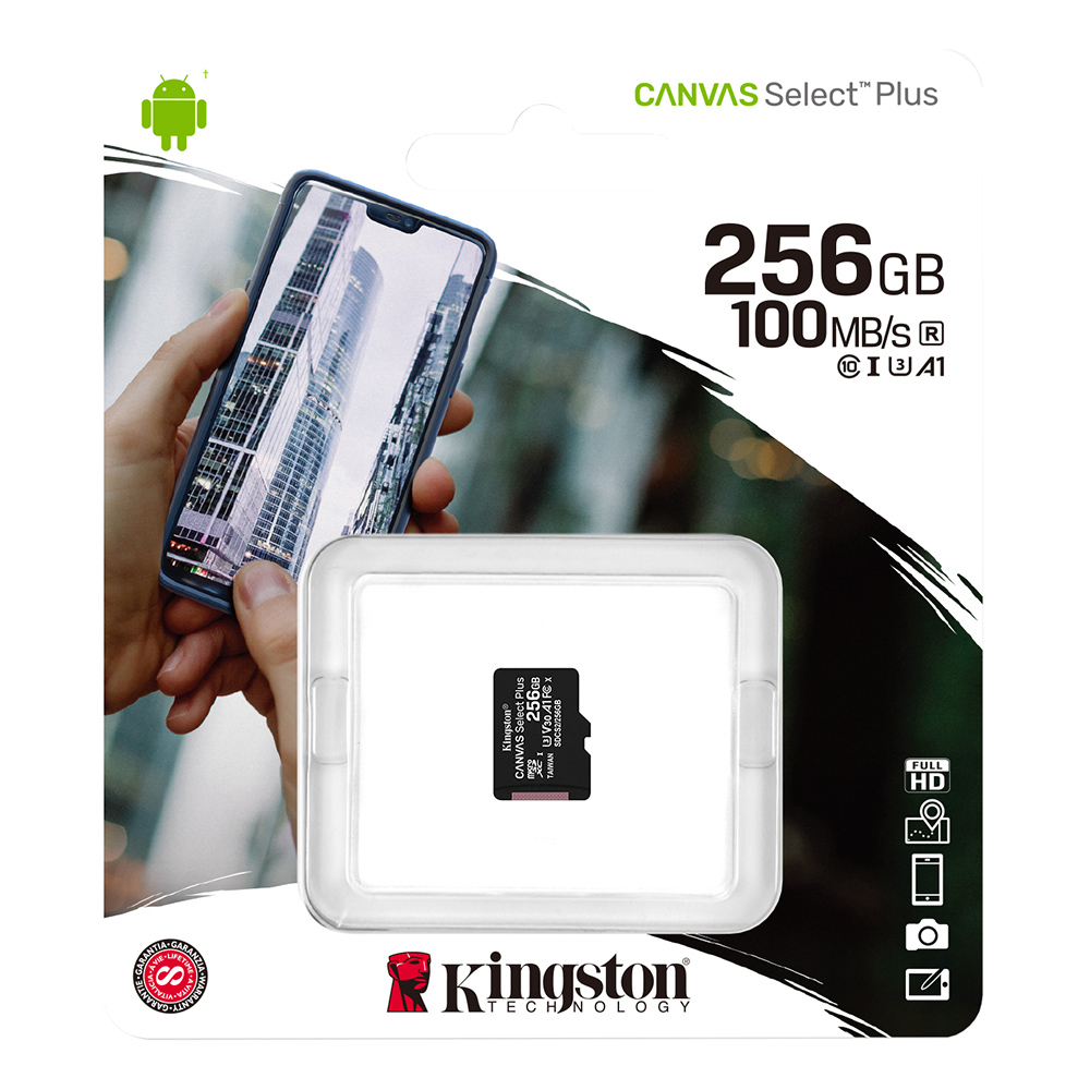 256GB Kingston Canvas Select Plus MicroSDHC, 100MB/s