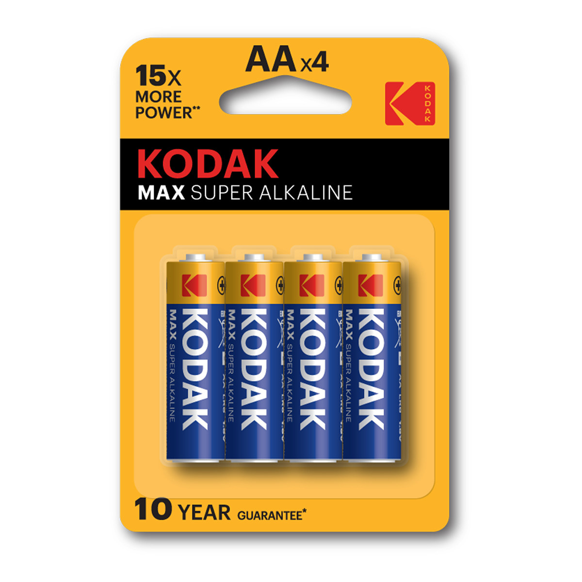 Kodak MAX alkaliska AA-batterier, 1.5V, 4-pack