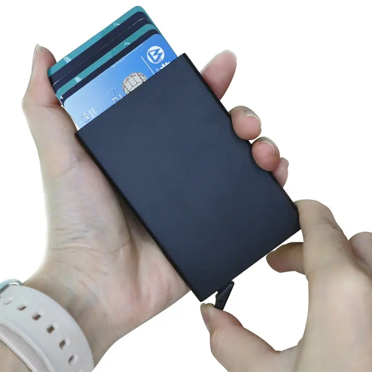 Korthållare med RFID-skydd, 6 kortplatser, blå