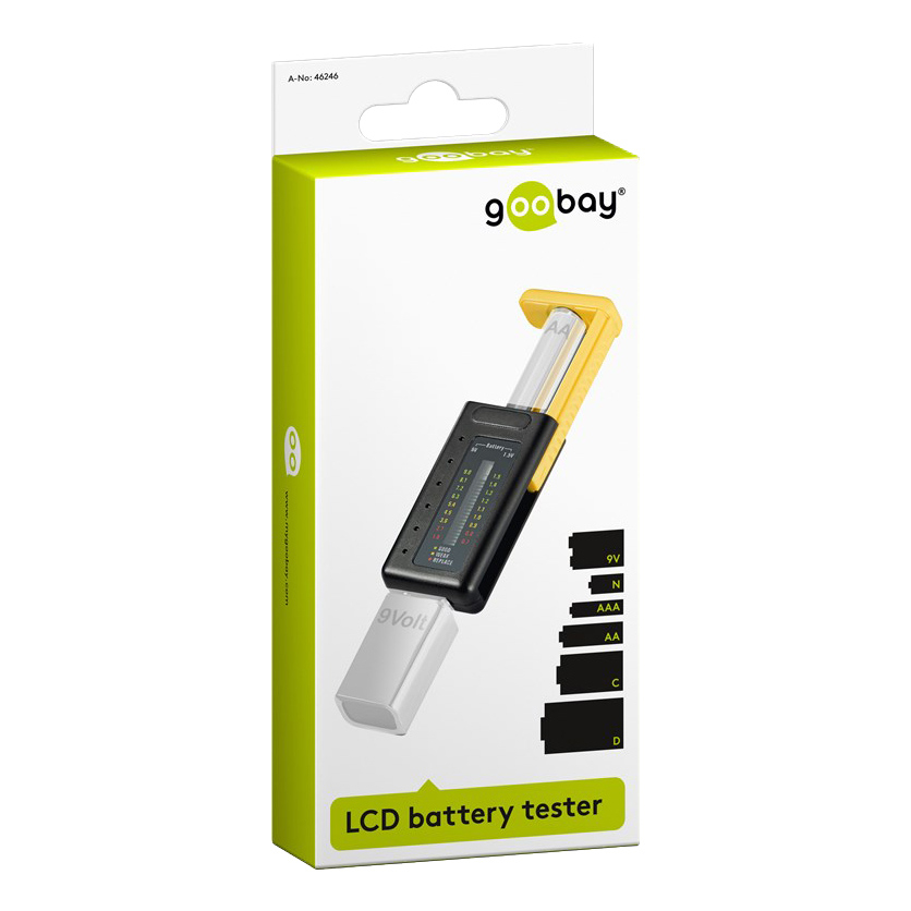Goobay LCD batteritestare för standardbatterier, svart