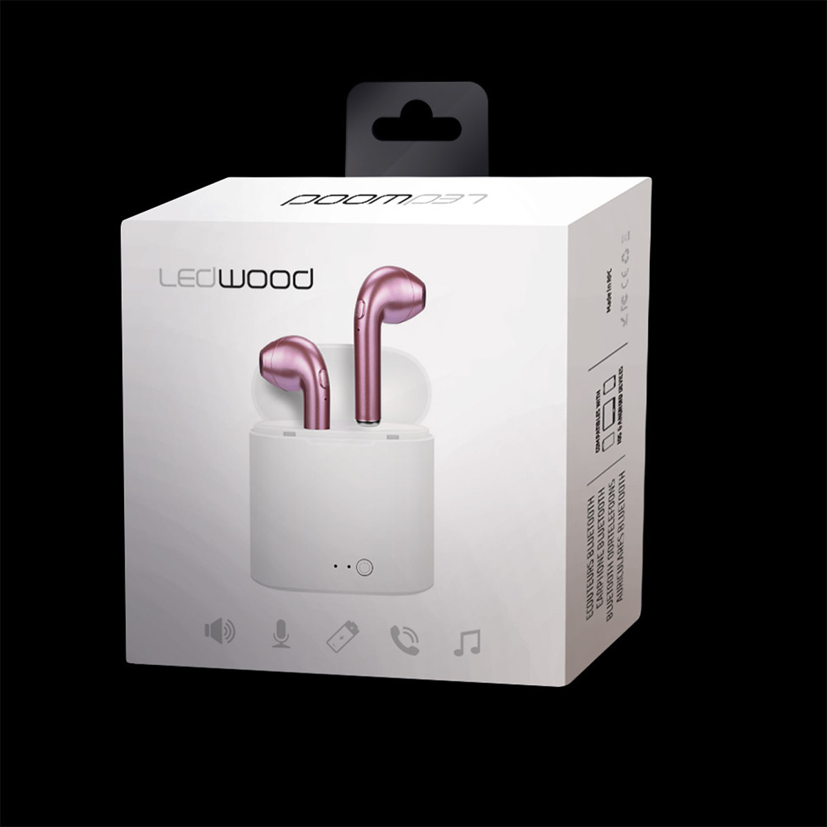 LEDWOOD Hörlur True Wireless In-Ear Rosa Mic