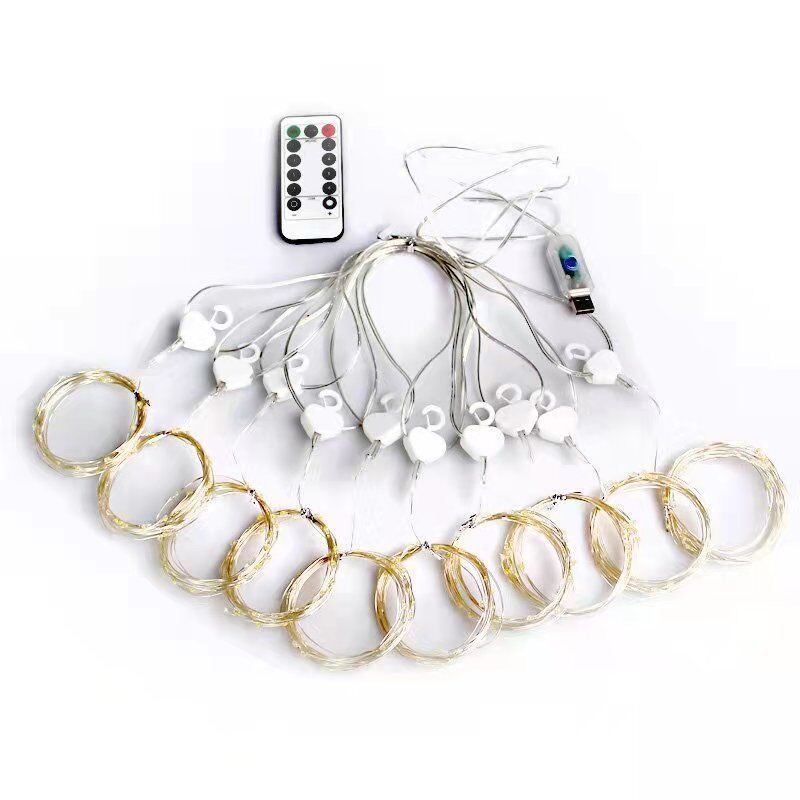 LED-slinga för inomhusbruk med 8 ljuslägen, 3x2m, varmvitt