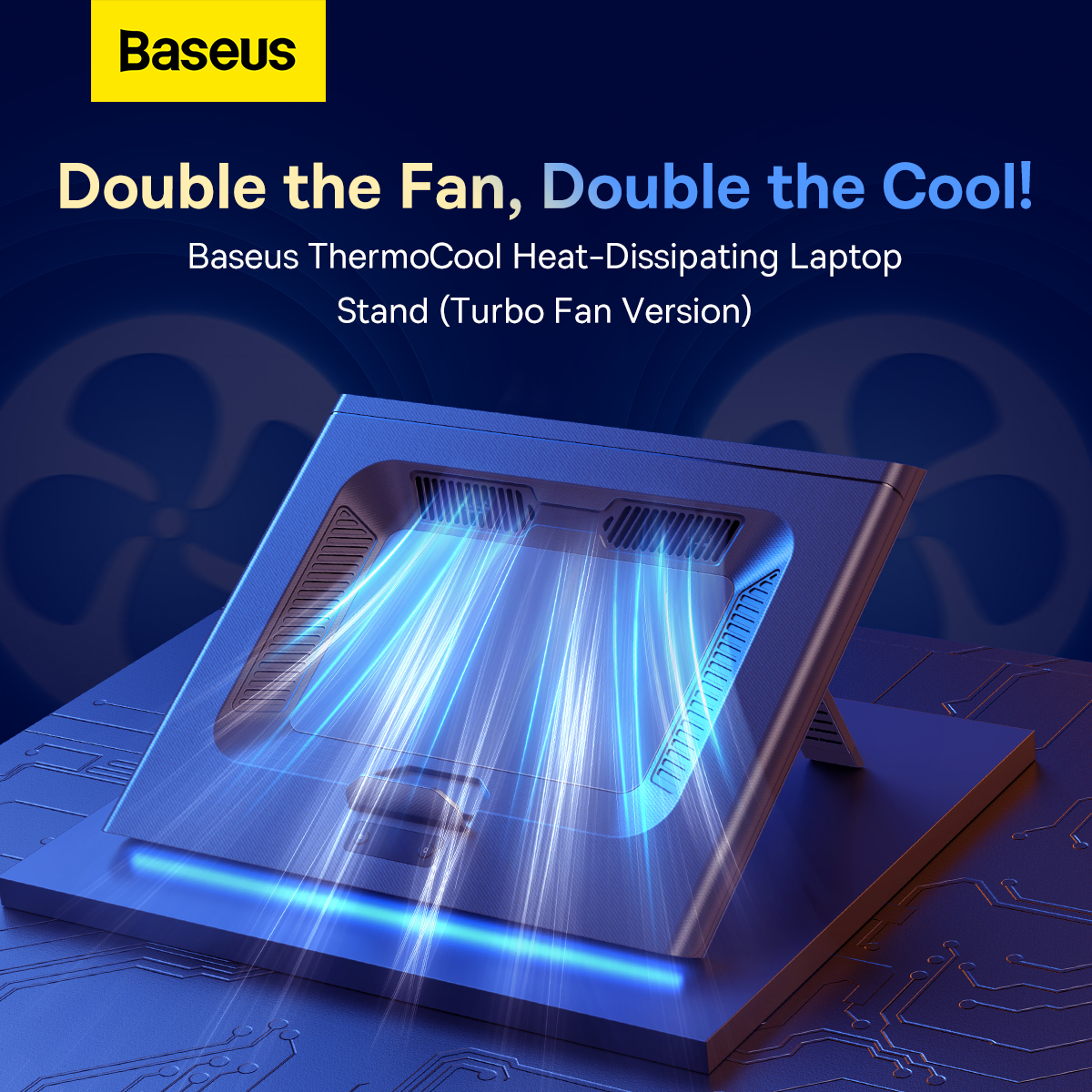 Baseus LUWK000013 ThermoCool laptopställ med kylsystem, 21 tum