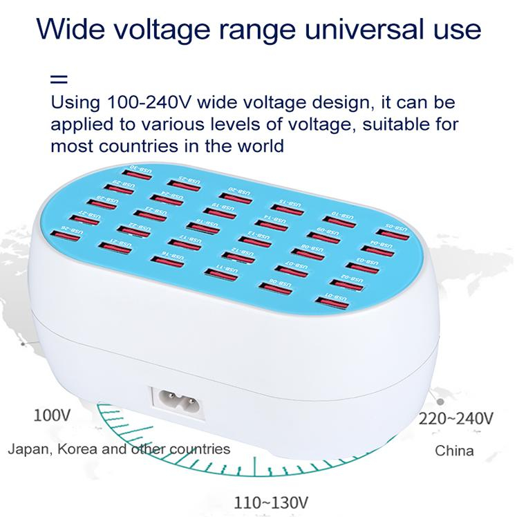 Laddningsstation med 24 USB-uttag, QC3.0, 160W