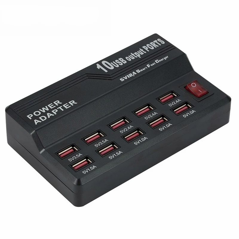 Laddningsstation med 10 USB-uttag, 60W