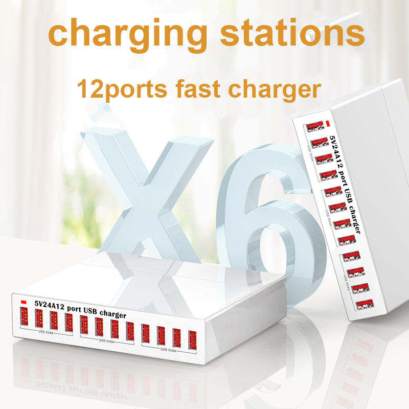 Laddningsstation med 12 USB-uttag, PD, QC3.0, 150W