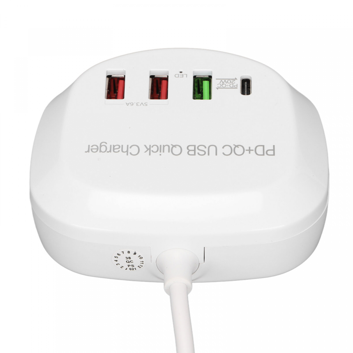 Bärbar USB-laddstation med 4 uttag, PD + QC3.0 USB, 40W