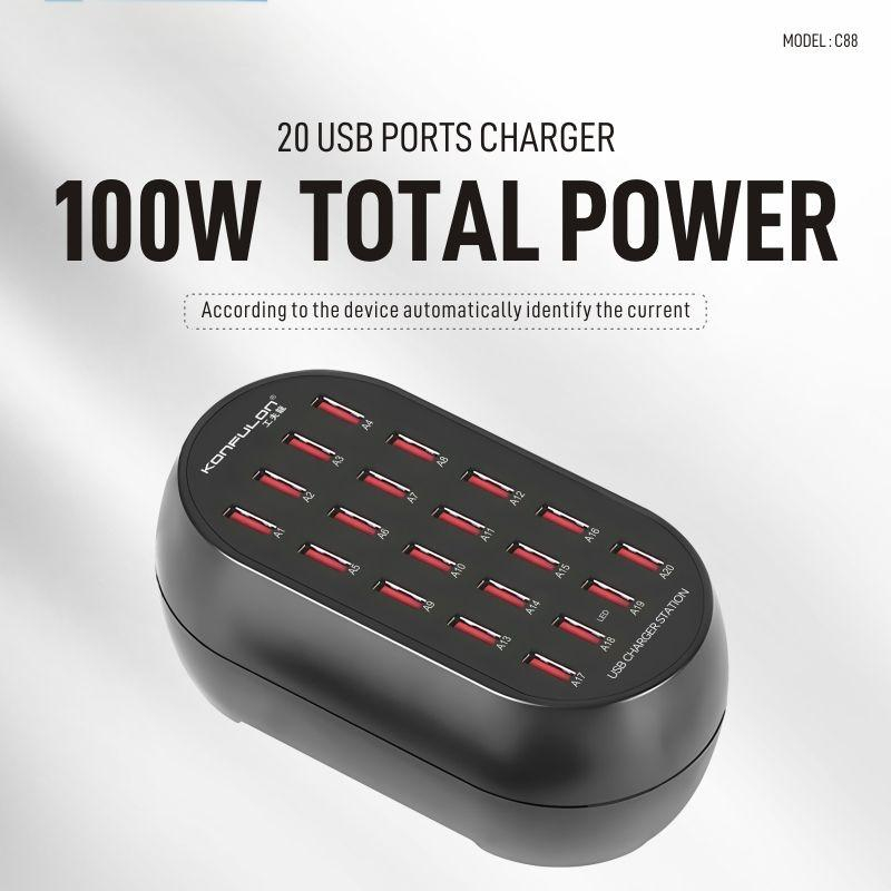 Laddningsstation med 20 uttag, 100W