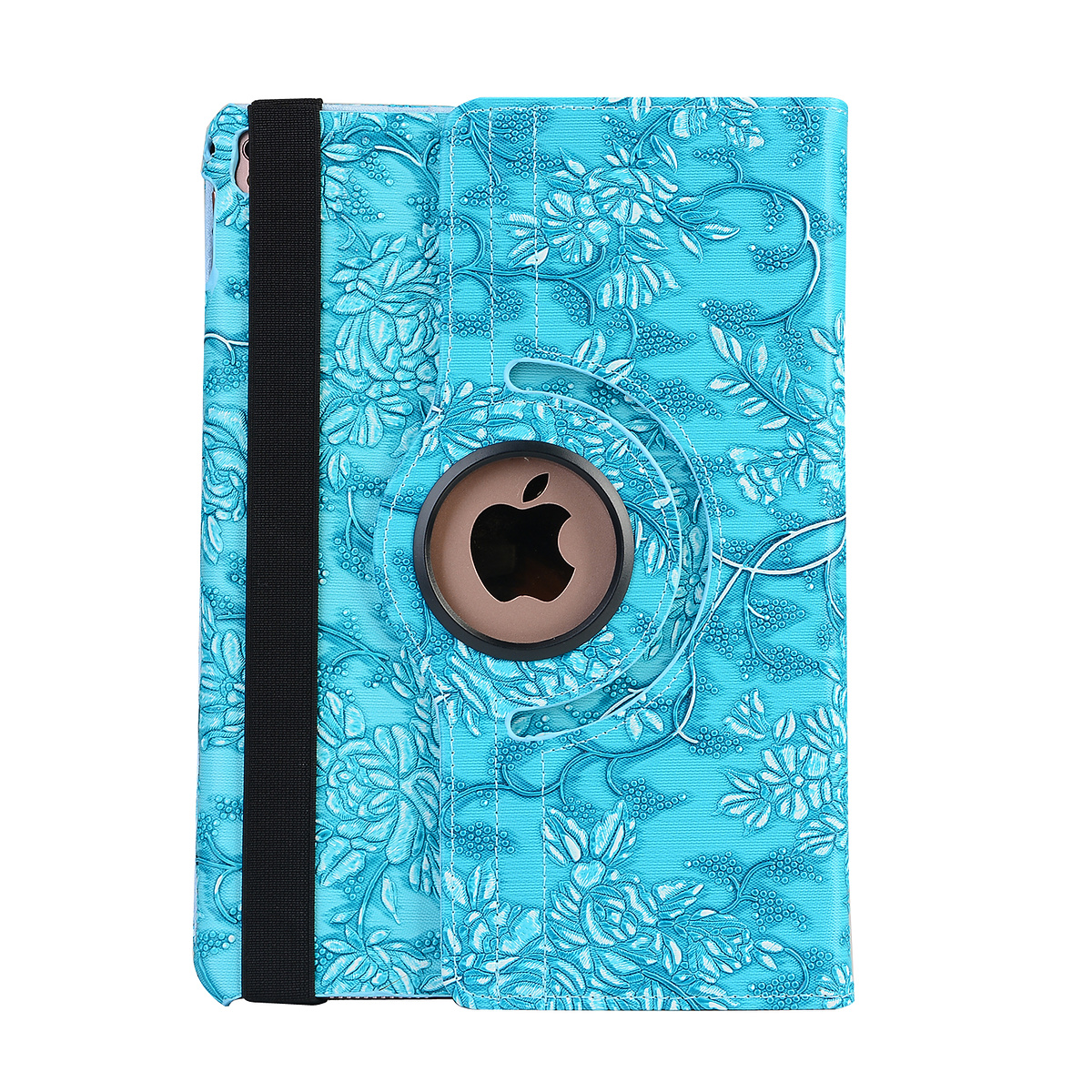 Läderfodral blommor blå, iPad 2/3/4