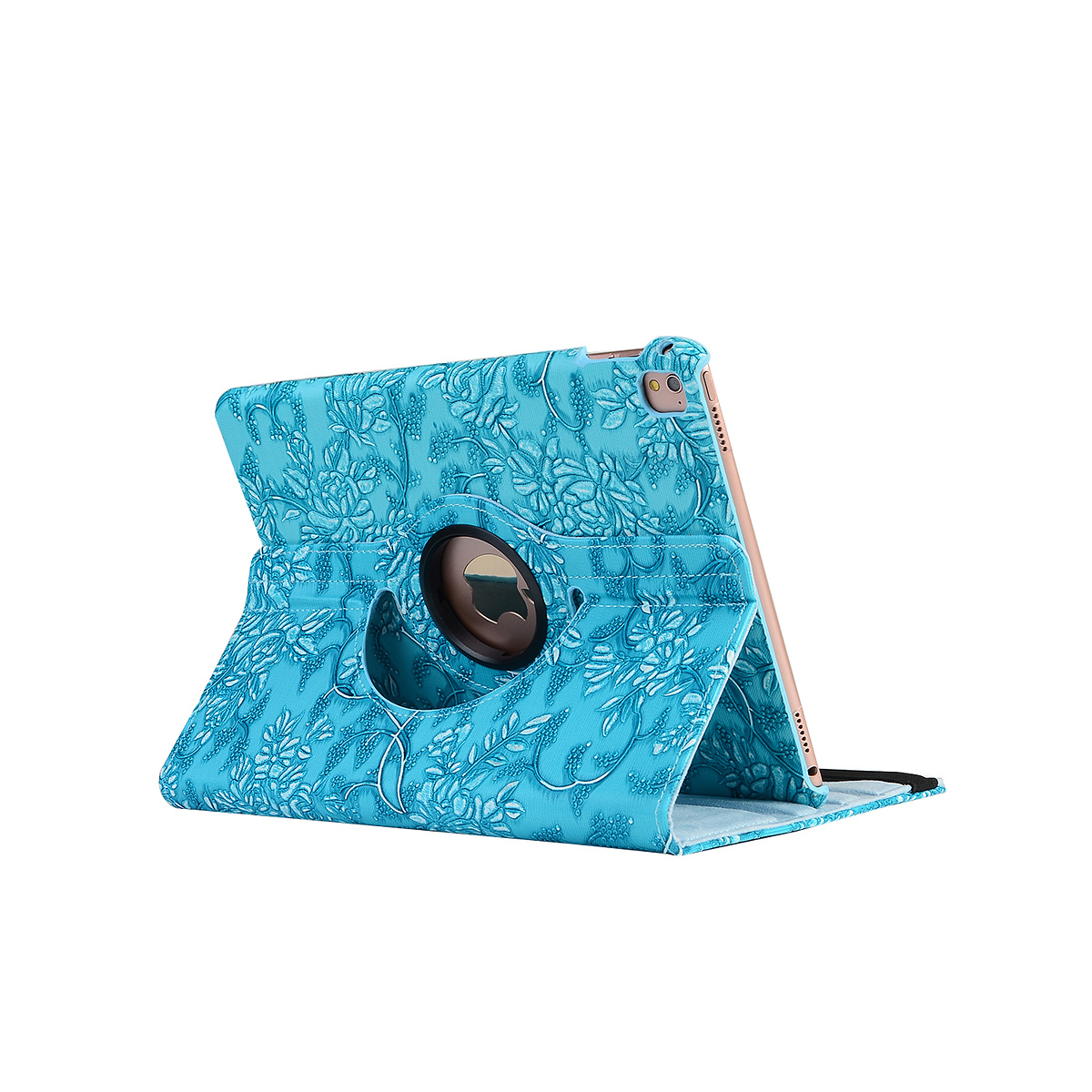 Läderfodral blommor blå, iPad Mini 1/2/3