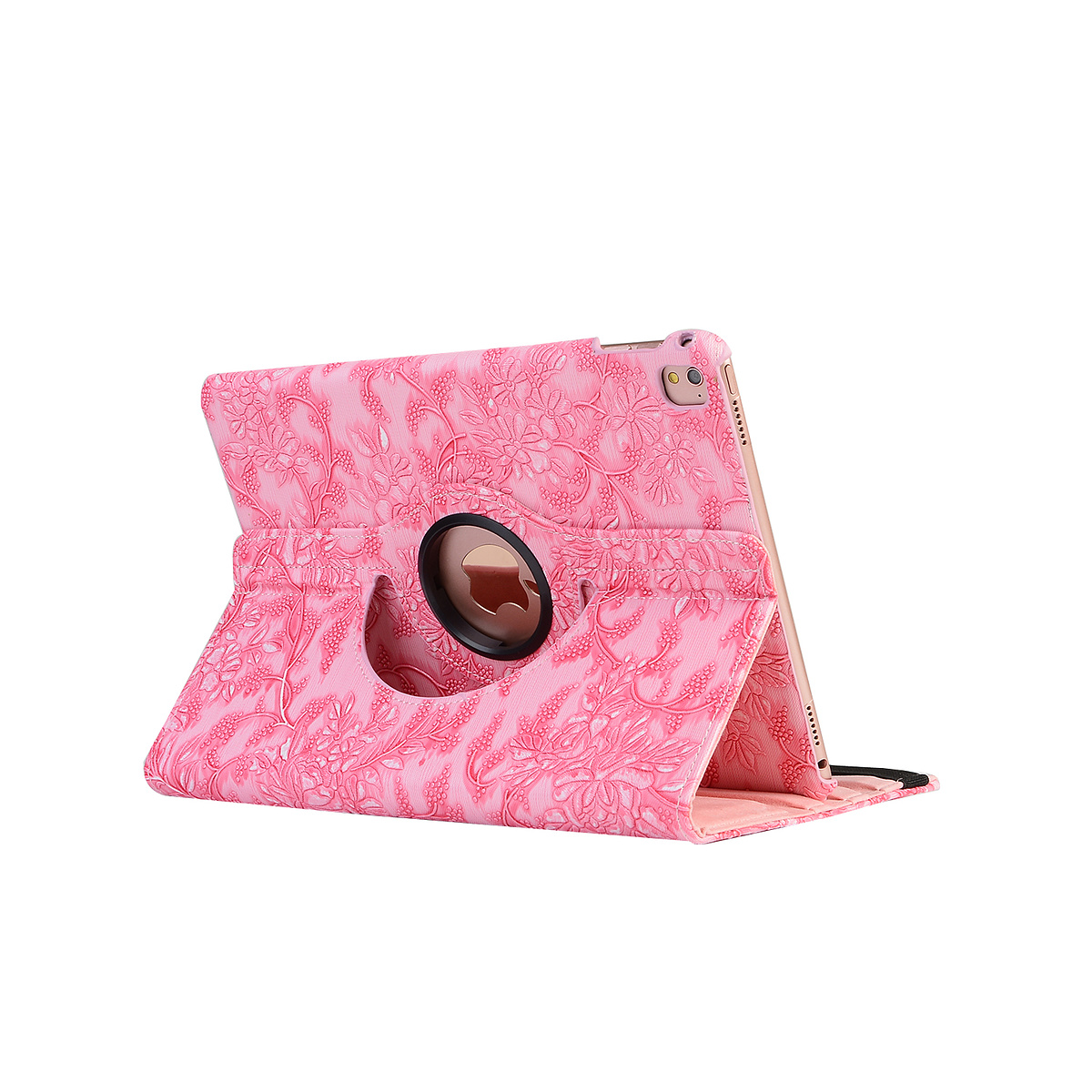 Läderfodral blommor rosa, iPad 2/3/4
